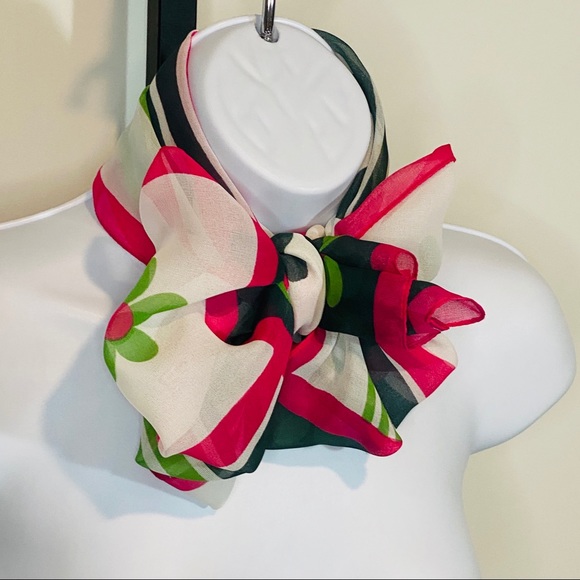 Rectangle Flower & Striped Rectangular Scarf - Picture 11 of 12